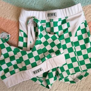 FIVE Kids Green Checkered Matching Set